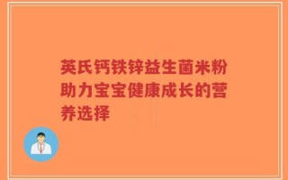 英氏钙铁锌益生菌米粉助力宝宝健康成长的营养选择
