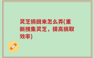 灵芝摘回来怎么弄(重新搜集灵芝，提高摘取效率)