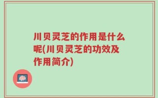 川贝灵芝的作用是什么呢(川贝灵芝的功效及作用简介)