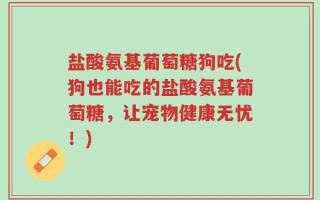 盐酸氨基葡萄糖狗吃(狗也能吃的盐酸氨基葡萄糖，让宠物健康无忧！)
