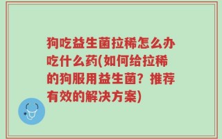 狗吃益生菌拉稀怎么办吃什么药(如何给拉稀的狗服用益生菌？推荐有效的解决方案)