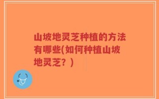 山坡地灵芝种植的方法有哪些(如何种植山坡地灵芝？)