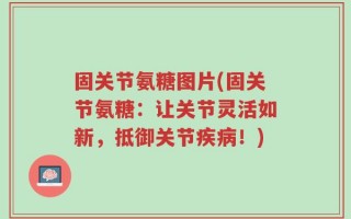 固关节氨糖图片(固关节氨糖：让关节灵活如新，抵御关节疾病！)