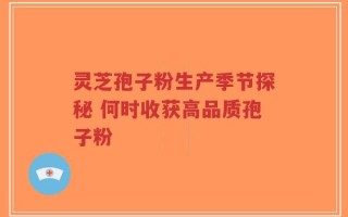 灵芝孢子粉生产季节探秘 何时收获高品质孢子粉