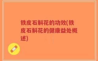 铁皮石斛花的功效(铁皮石斛花的健康益处概述)