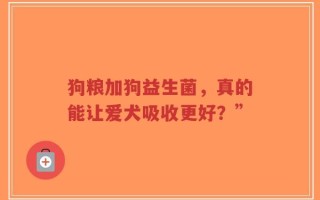 狗粮加狗益生菌，真的能让爱犬吸收更好？”
