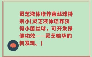 灵芝液体培养菌丝球特别小(灵芝液体培养获得小菌丝球，可开发保健功效——灵芝精华的新发现。)