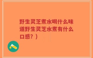 野生灵芝煮水喝什么味道野生灵芝水煮有什么口感？)