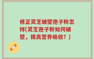 修正灵芝破壁孢子粉怎样(灵芝孢子粉如何破壁，提高营养吸收？)