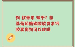 狗 软骨素 知乎？氨基葡萄糖硫酸软骨素钙胶囊狗狗可以吃吗