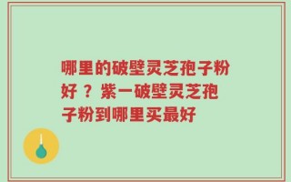 哪里的破壁灵芝孢子粉好 ？紫一破壁灵芝孢子粉到哪里买最好