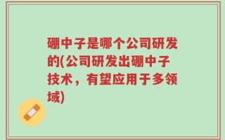 硼中子是哪个公司研发的(公司研发出硼中子技术，有望应用于多领域)