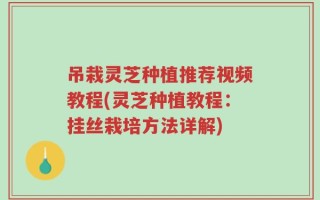吊栽灵芝种植推荐视频教程(灵芝种植教程：挂丝栽培方法详解)