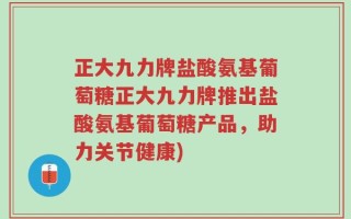 正大九力牌盐酸氨基葡萄糖正大九力牌推出盐酸氨基葡萄糖产品，助力关节健康)