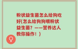 粉状益生菌怎么给狗吃好(怎么给狗狗喂粉状益生菌？——营养达人教你操作！)