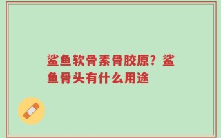 鲨鱼软骨素骨胶原？鲨鱼骨头有什么用途