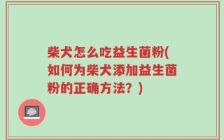 柴犬怎么吃益生菌粉(如何为柴犬添加益生菌粉的正确方法？)