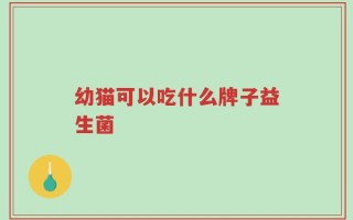 幼猫可以吃什么牌子益生菌