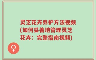 灵芝花卉养护方法视频(如何妥善地管理灵芝花卉：完整指南视频)
