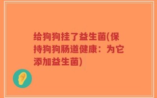 给狗狗挂了益生菌(保持狗狗肠道健康：为它添加益生菌)