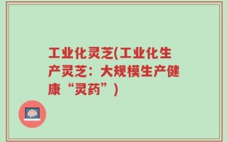 工业化灵芝(工业化生产灵芝：大规模生产健康“灵药”)