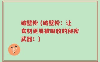 破壁粉 (破壁粉：让食材更易被吸收的秘密武器！)