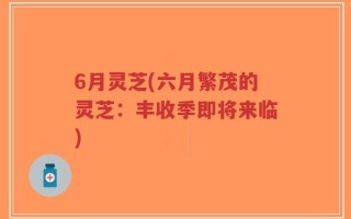 6月灵芝(六月繁茂的灵芝：丰收季即将来临)