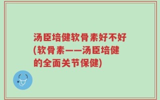 汤臣培健软骨素好不好(软骨素——汤臣培健的全面关节保健)