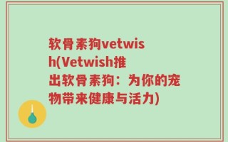 软骨素狗vetwish(Vetwish推出软骨素狗：为你的宠物带来健康与活力)