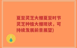 夏至灵芝大棚夏至时节灵芝种植大棚现状，可持续发展前景展望)