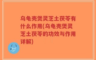 乌龟壳煲灵芝土茯苓有什么作用(乌龟壳煲灵芝土茯苓的功效与作用详解)