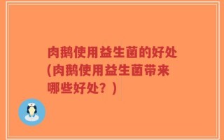肉鹅使用益生菌的好处(肉鹅使用益生菌带来哪些好处？)