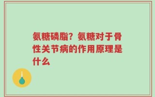 氨糖磷脂？氨糖对于骨性关节病的作用原理是什么