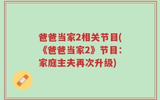 爸爸当家2相关节目(《爸爸当家2》节目：家庭主夫再次升级)
