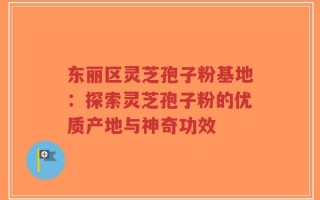 东丽区灵芝孢子粉基地：探索灵芝孢子粉的优质产地与神奇功效