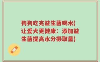 狗狗吃完益生菌喝水(让爱犬更健康：添加益生菌提高水分摄取量)