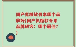 国产氨糖软骨素哪个品牌好(国产氨糖软骨素品牌研究：哪个最佳？)