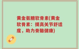 黄金氨糖软骨素(黄金软骨素：提高关节舒适度，助力骨骼健康)
