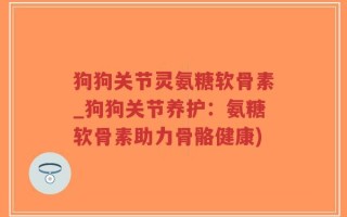 狗狗关节灵氨糖软骨素_狗狗关节养护：氨糖软骨素助力骨骼健康)