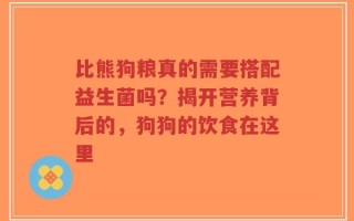 比熊狗粮真的需要搭配益生菌吗？揭开营养背后的，狗狗的饮食在这里