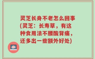 灵芝长身不老怎么回事(灵芝：长寿草，有这种食用法不腰酸背痛，还多出一些额外好处)