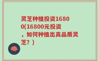灵芝种植投资16800(16800元投资，如何种植出高品质灵芝？)