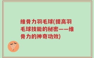 维骨力羽毛球(提高羽毛球技能的秘密——维骨力的神奇功效)