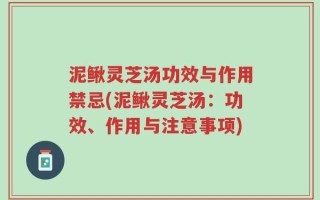 泥鳅灵芝汤功效与作用禁忌(泥鳅灵芝汤：功效、作用与注意事项)