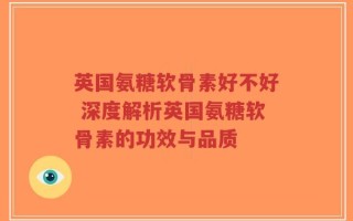 英国氨糖软骨素好不好 深度解析英国氨糖软骨素的功效与品质