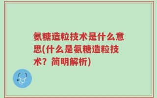 氨糖造粒技术是什么意思(什么是氨糖造粒技术？简明解析)