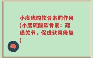 小度硫酸软骨素的作用(小度硫酸软骨素：疏通关节，促进软骨修复)