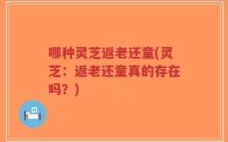 哪种灵芝返老还童(灵芝：返老还童真的存在吗？)
