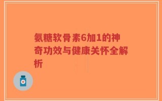 氨糖软骨素6加1的神奇功效与健康关怀全解析