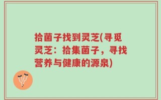 拾菌子找到灵芝(寻觅灵芝：拾集菌子，寻找营养与健康的源泉)